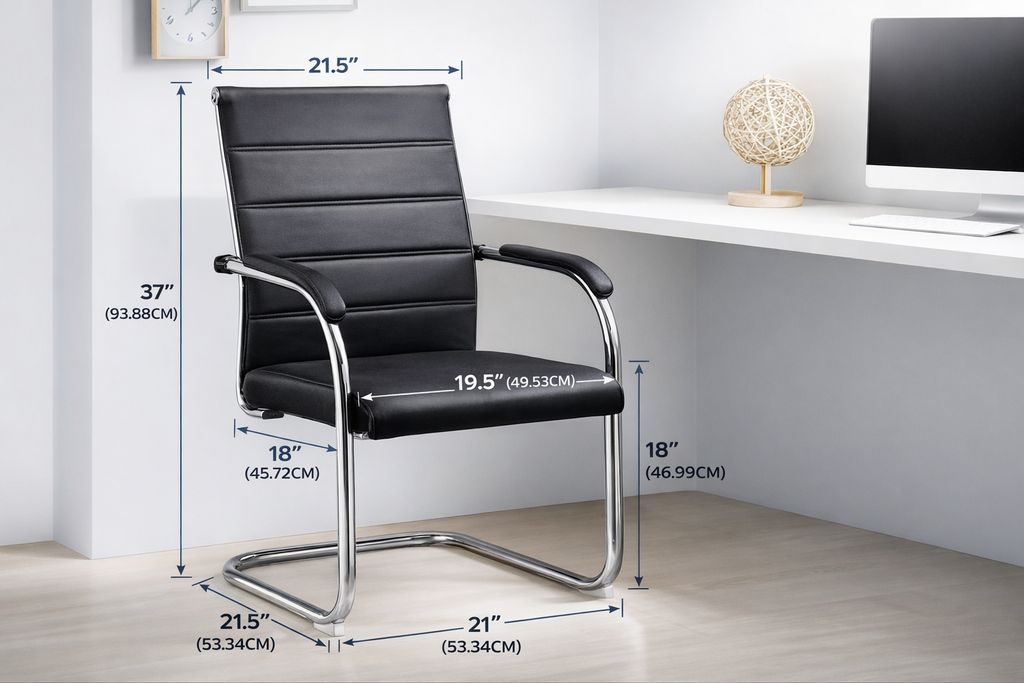 TOBY Modern Faux Leather Visitor Chair Set of 2 – Executive Office Guest Chairs with Chrome Cantilever Frame