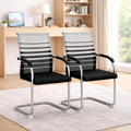 Toby Modern Mesh Visitor Chair Set of 2 – Ergonomic Office Conference Chairs with Chrome Cantilever Frame & Cushioned Seat