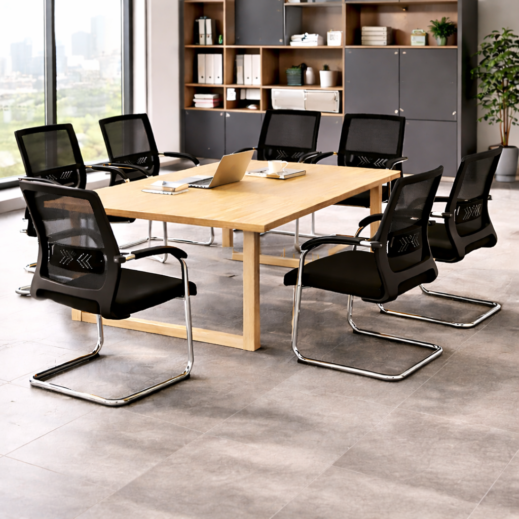 TOBY Ergonomic Mesh Office Guest Chair Set of 2 – Visitor Chairs with Lumbar Support & Chrome Cantilever Frame
