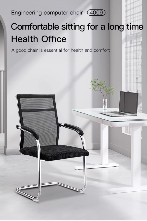 Example proTOBY Black Mesh Guest Chair Set – Ergonomic Office Visitor Chairs with Chrome Frame & Armrests (Set of 2)